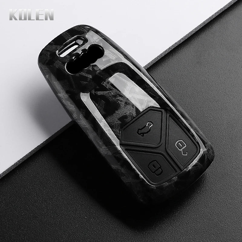 ABS Carbon Fiber Car Key Case Cover For Audi A4 B9 A5 A6 8S 8W Q5 Q7 4M S4 S5 S7 TT TTS TFSI RS Protector Shell Fob Accessories