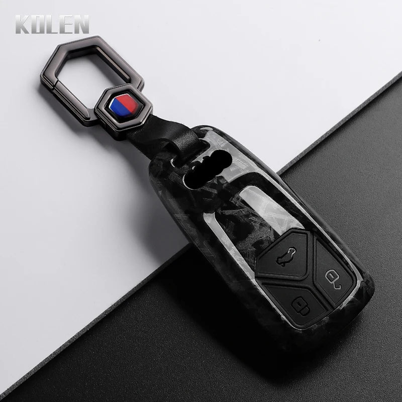 ABS Carbon Fiber Car Key Case Cover For Audi A4 B9 A5 A6 8S 8W Q5 Q7 4M S4 S5 S7 TT TTS TFSI RS Protector Shell Fob Accessories