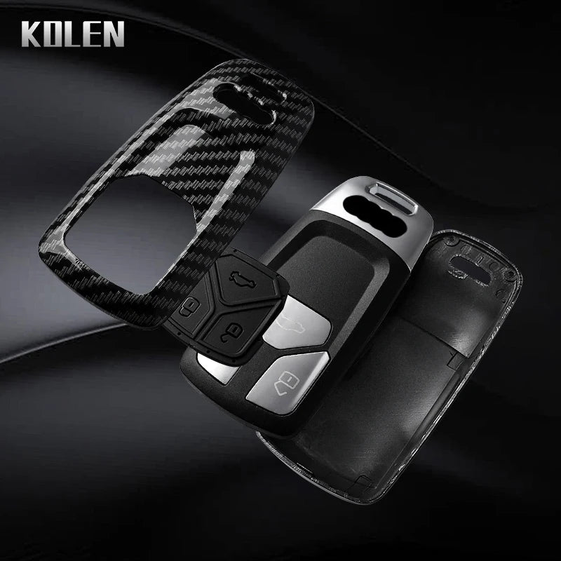 ABS Carbon Fiber Car Key Case Cover For Audi A4 B9 A5 A6 8S 8W Q5 Q7 4M S4 S5 S7 TT TTS TFSI RS Protector Shell Fob Accessories