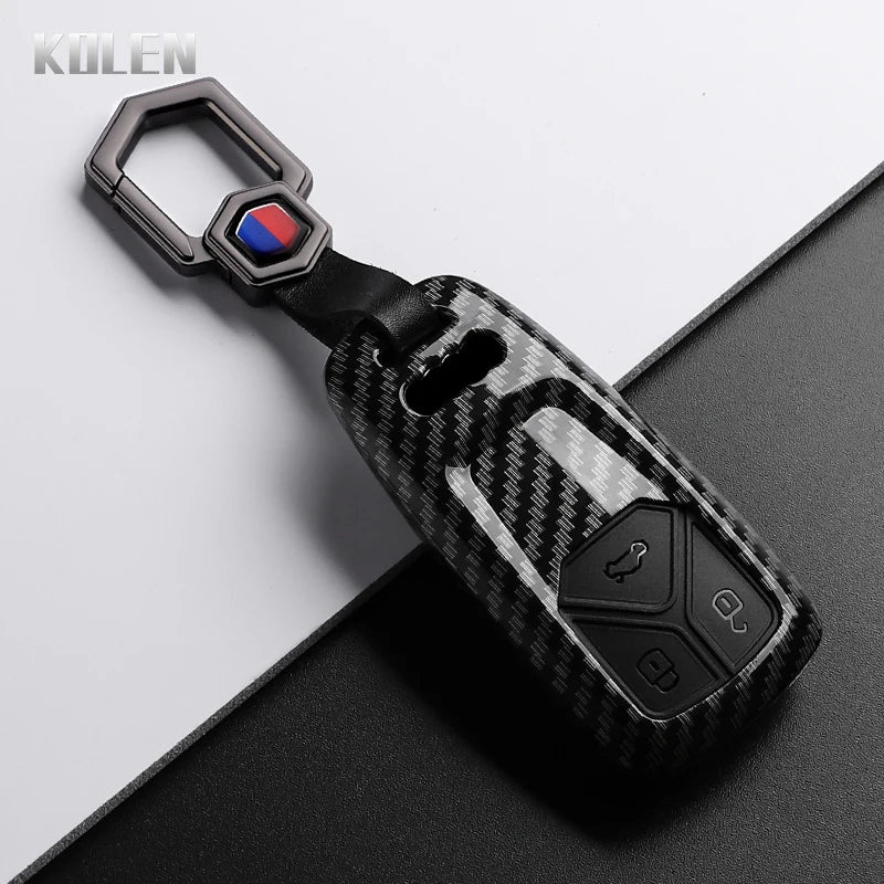 ABS Carbon Fiber Car Key Case Cover For Audi A4 B9 A5 A6 8S 8W Q5 Q7 4M S4 S5 S7 TT TTS TFSI RS Protector Shell Fob Accessories