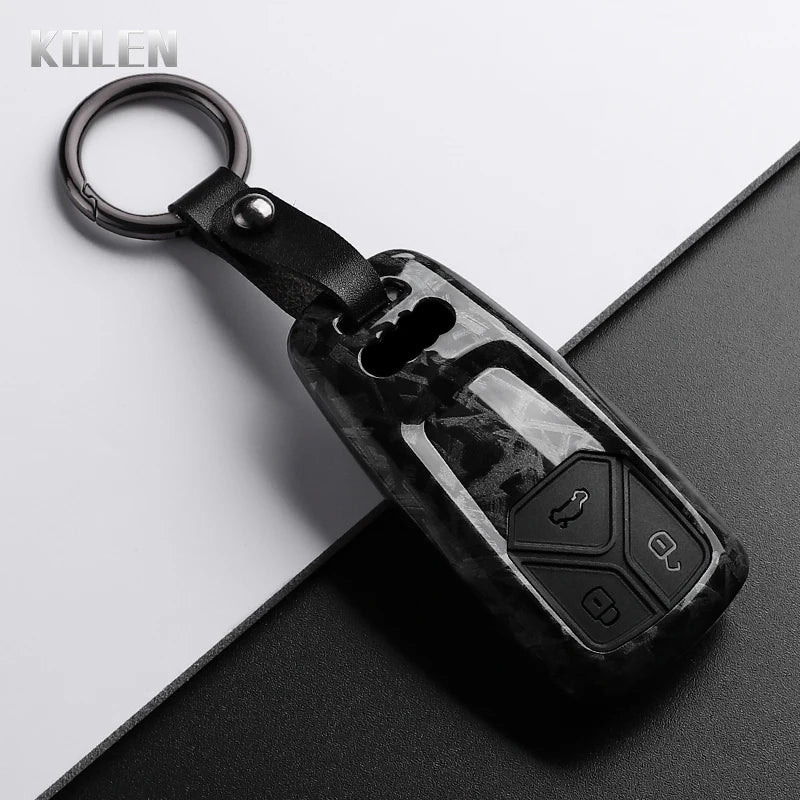 ABS Carbon Fiber Car Key Case Cover For Audi A4 B9 A5 A6 8S 8W Q5 Q7 4M S4 S5 S7 TT TTS TFSI RS Protector Shell Fob Accessories