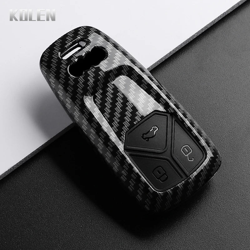 ABS Carbon Fiber Car Key Case Cover For Audi A4 B9 A5 A6 8S 8W Q5 Q7 4M S4 S5 S7 TT TTS TFSI RS Protector Shell Fob Accessories