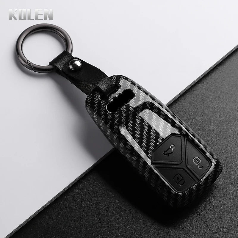 ABS Carbon Fiber Car Key Case Cover For Audi A4 B9 A5 A6 8S 8W Q5 Q7 4M S4 S5 S7 TT TTS TFSI RS Protector Shell Fob Accessories